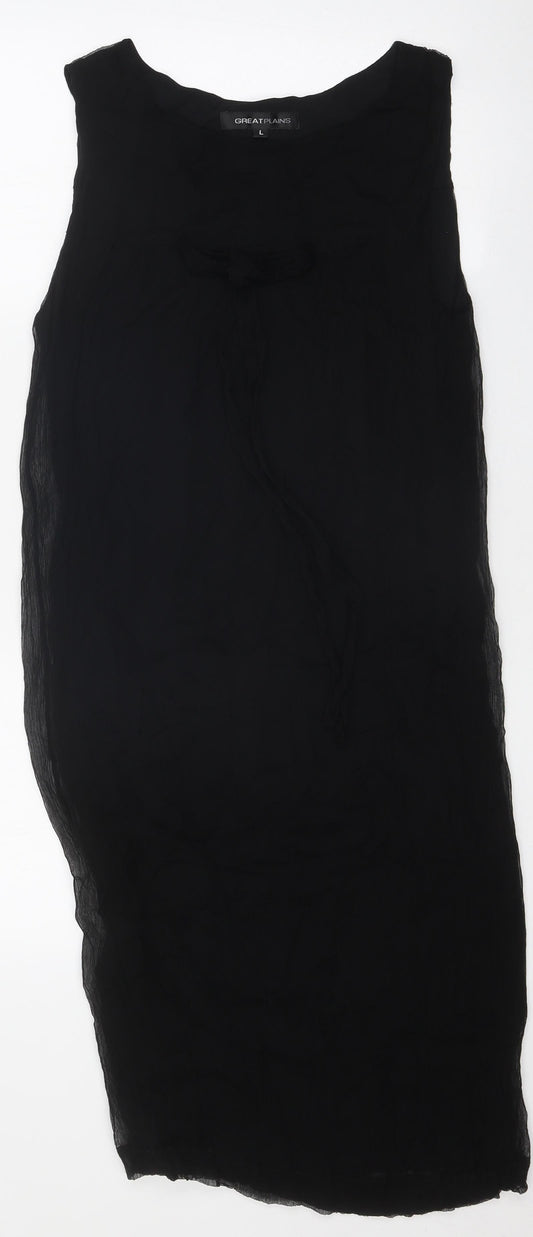 Great Plains Womens Black Viscose Tank Dress Size L Boat Neck Pullover