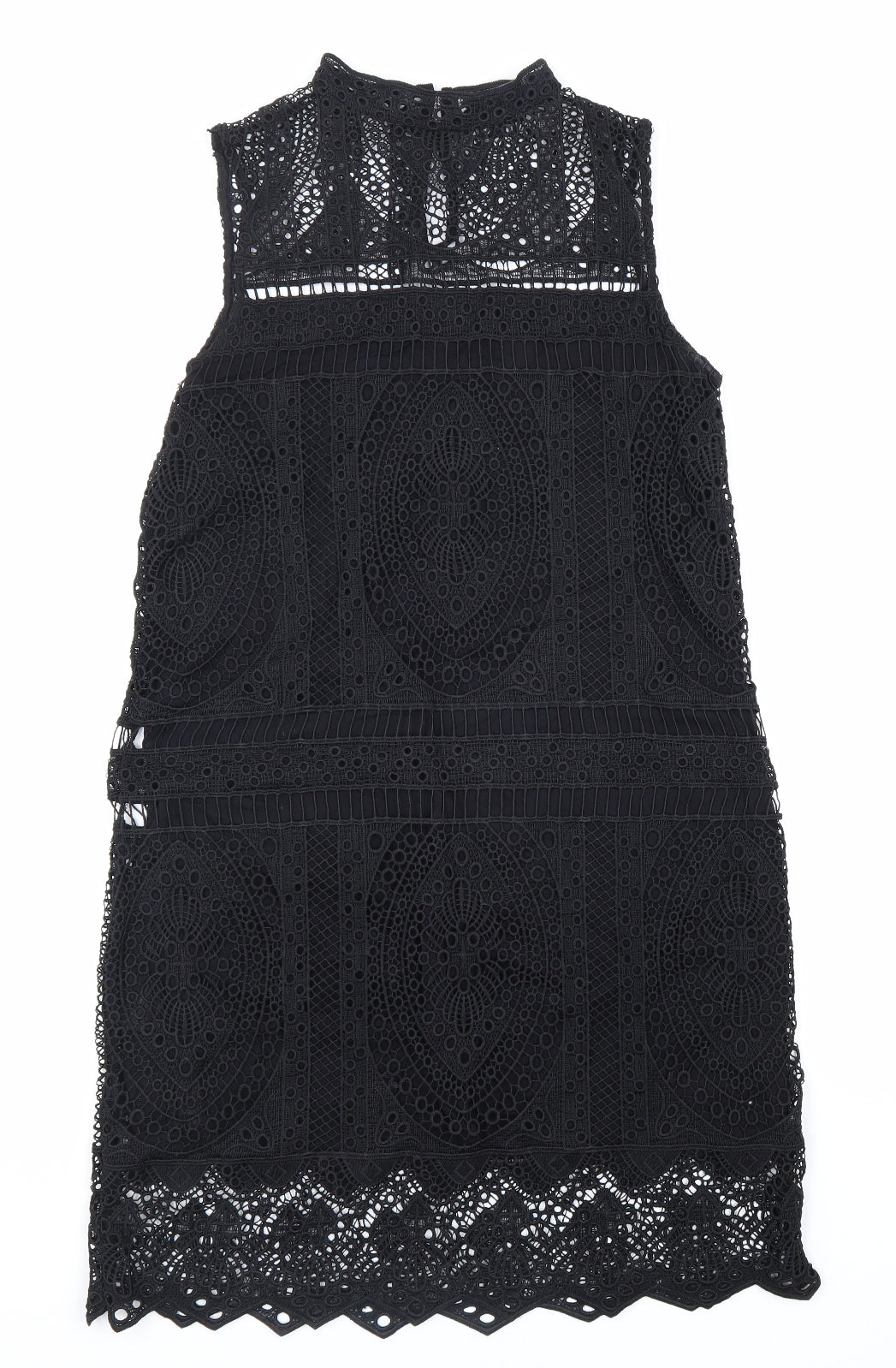 MNG Womens Black Polyester Sheath Size S Mock Neck Button
