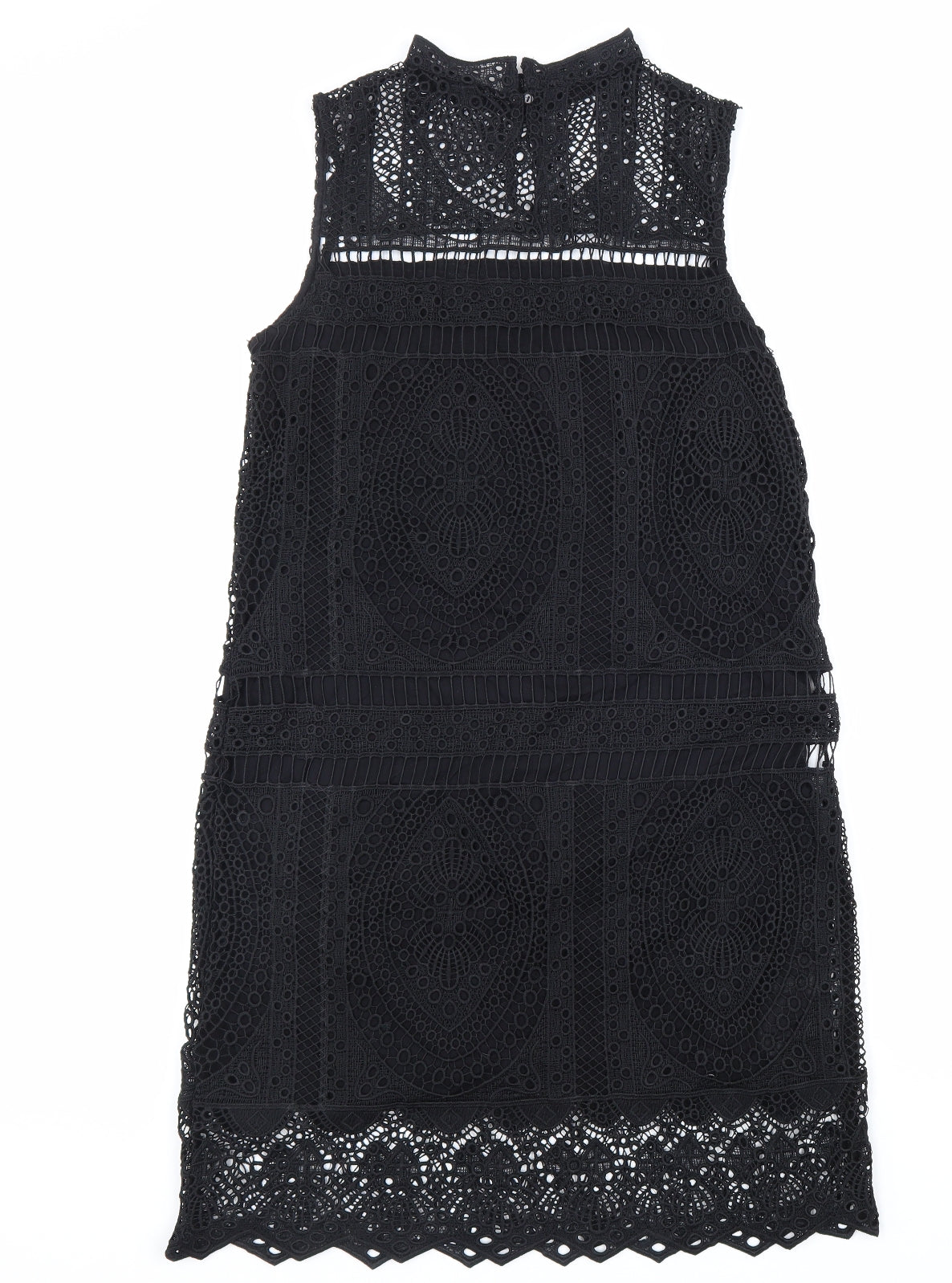 MNG Womens Black Polyester Sheath Size S Mock Neck Button