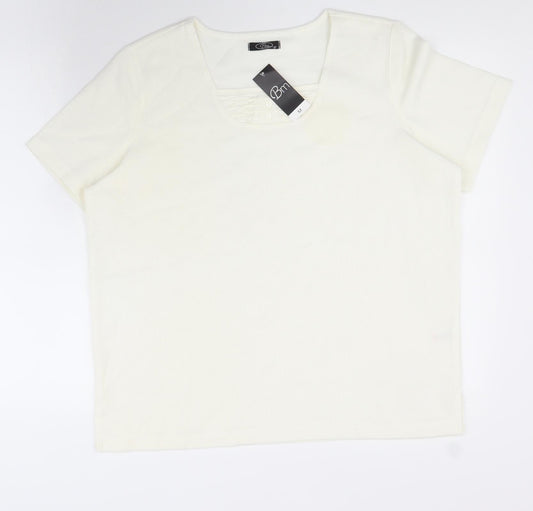 BM Womens White Polyester Basic T-Shirt Size M Scoop Neck