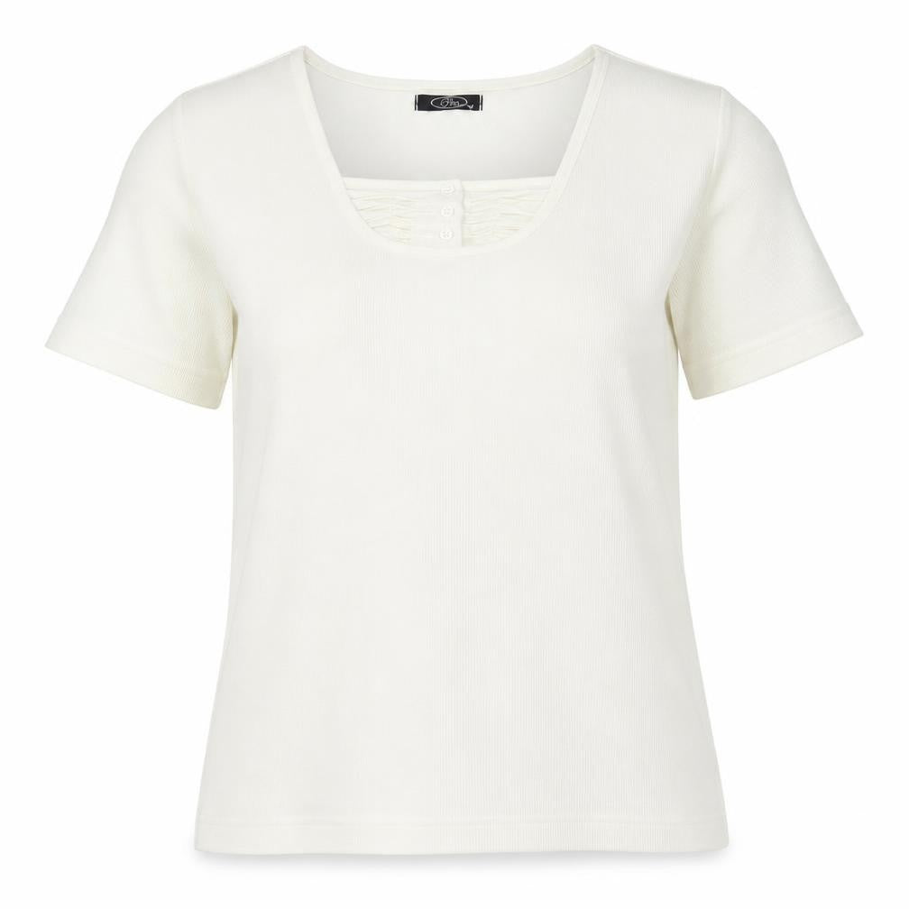 BM Womens White Polyester Basic T-Shirt Size M Scoop Neck