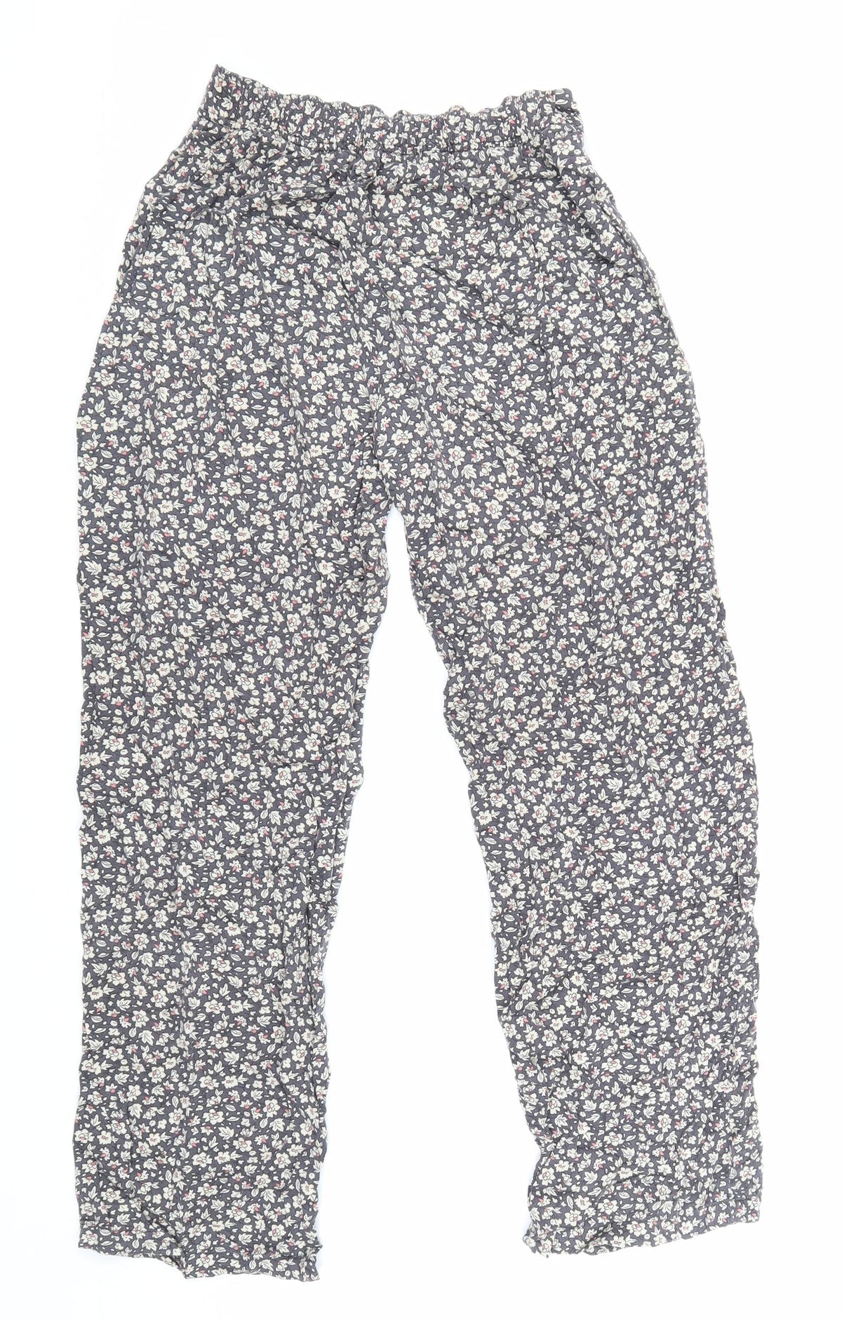 Preworn Womens Grey Floral Viscose Trousers Size 2XS L24 in Regular