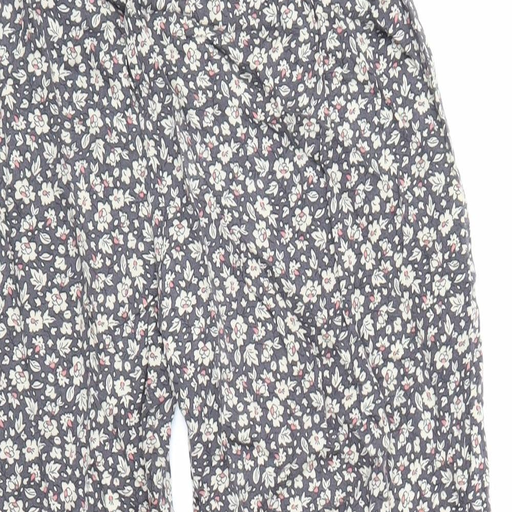 Preworn Womens Grey Floral Viscose Trousers Size 2XS L24 in Regular