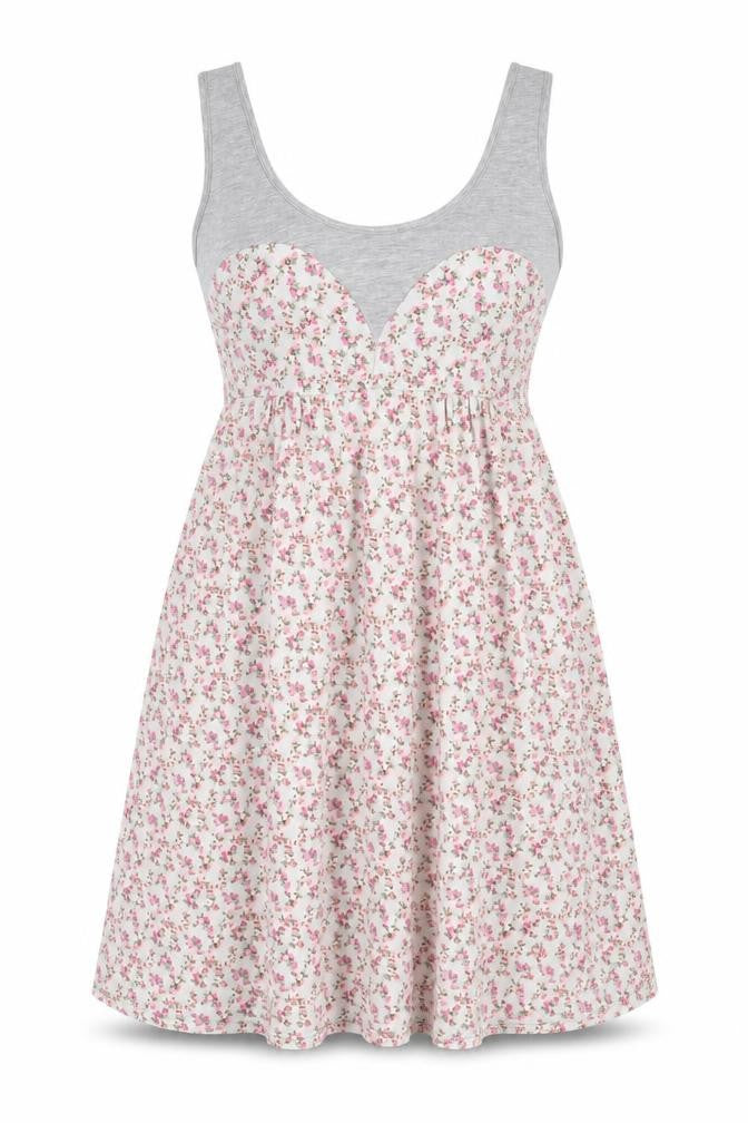 Atmosphere Womens Grey Floral Viscose Skater Dress Size 10 Scoop Neck Pullover