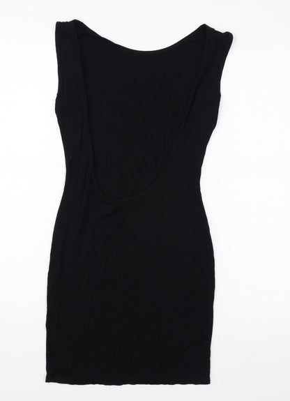 Missguided Womens Black Polyester Bodycon Size 8 Boat Neck Pullover