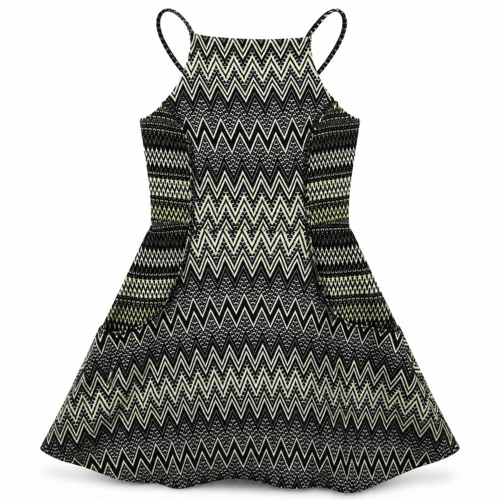 Topshop Womens Multicoloured Geometric Polyester Mini Size 10 Square Neck Pullover