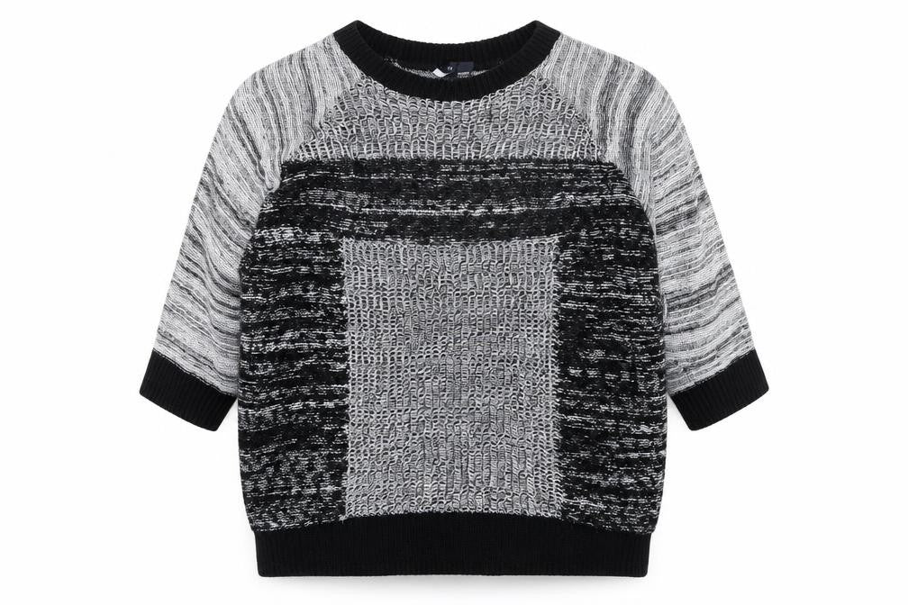 Sparkle & Fade Womens Grey Round Neck Geometric Polyester Pullover Jumper Size M