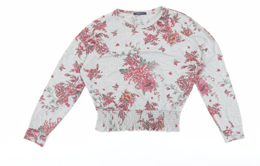 Marks and Spencer Womens Grey Floral Elastane Pullover Sweatshirt Size 12 Pullover