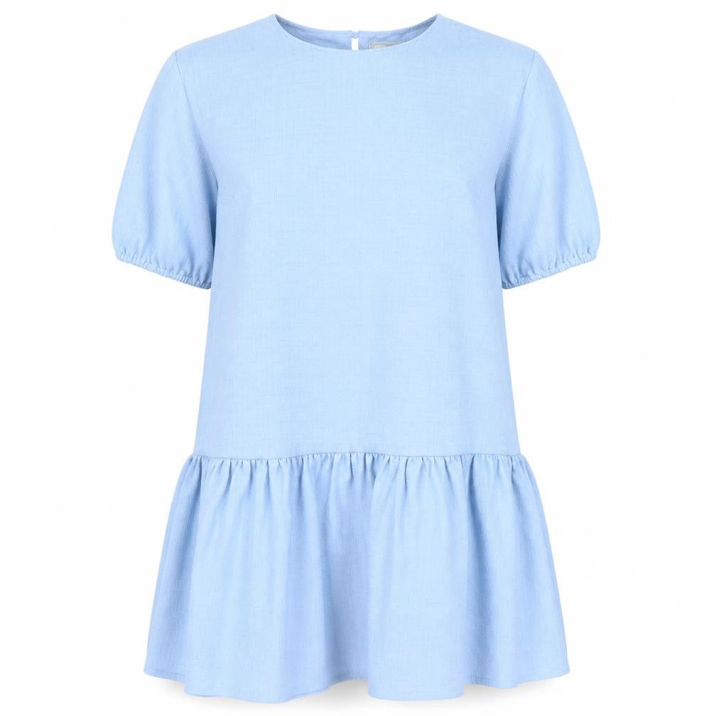 ASOS Womens Blue Polyester A-Line Size 10 Round Neck Button