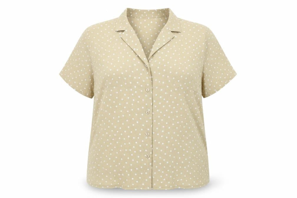 LUCIA Womens Beige Polka Dot Polyester Basic Button-Up Size 20 V-Neck