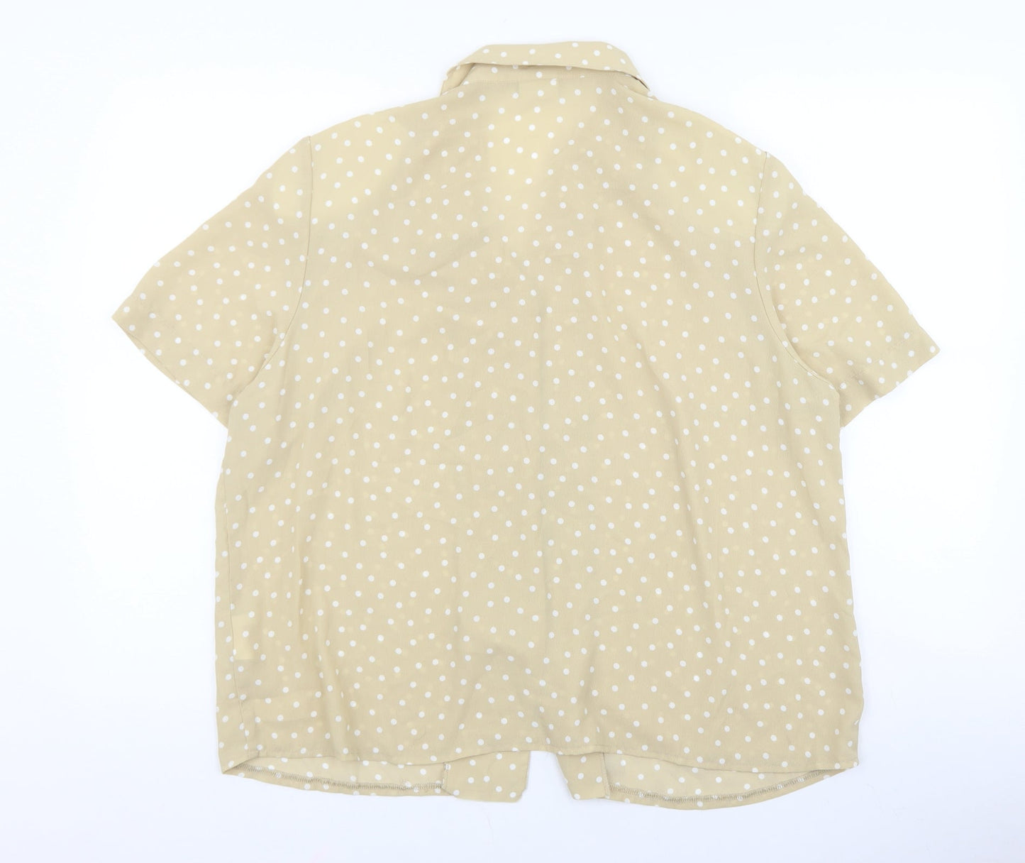 LUCIA Womens Beige Polka Dot Polyester Basic Button-Up Size 20 V-Neck