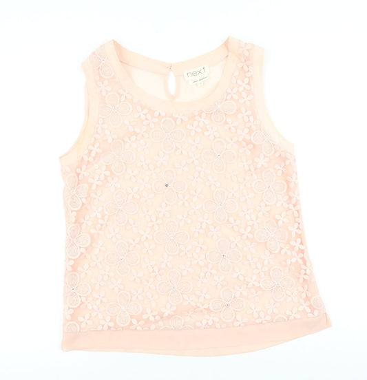 NEXT Womens Pink Floral Polyester Basic Tank Size 12 Scoop Neck
