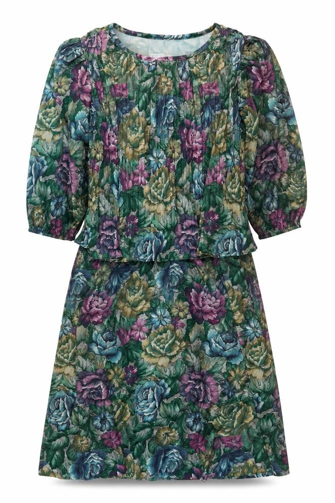 Good Times Womens Green Floral Polyester A-Line Size 10 Scoop Neck Pullover