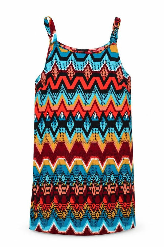 Papaya Womens Multicoloured Geometric Viscose Shift Size 10 Scoop Neck Pullover