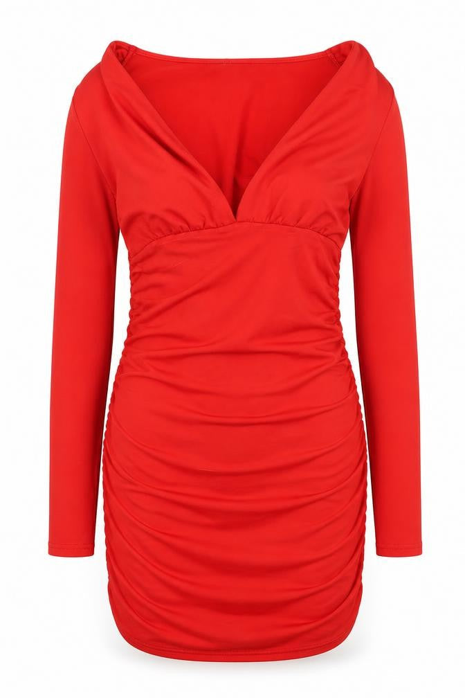 Preworn Womens Red Polyester Mini Size 6 V-Neck Pullover