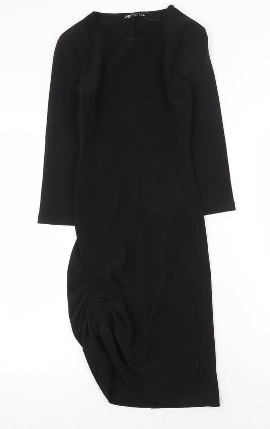 Zara Womens Black Polyester Sheath Size XS Boat Neck Pullover