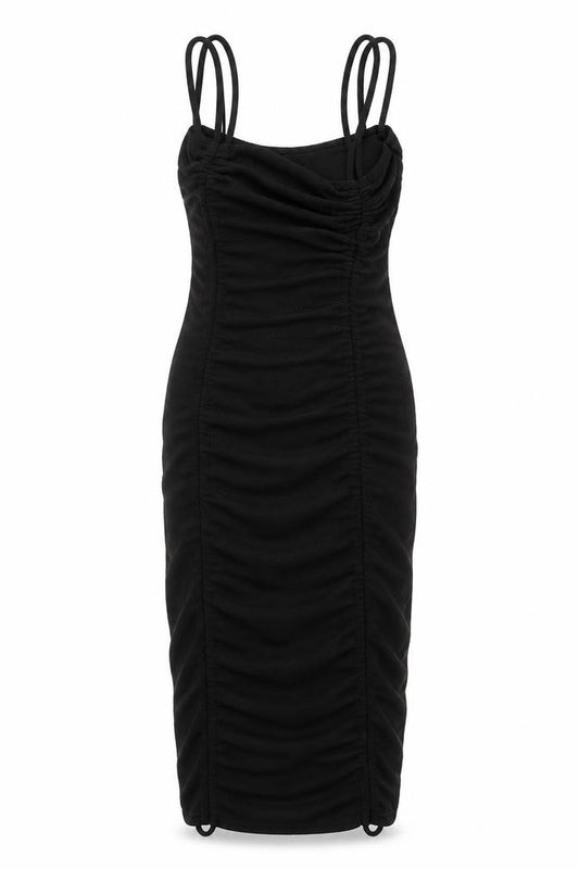 PRETTYLITTLETHING Womens Black Polyester Bodycon Size 6 Square Neck Tie