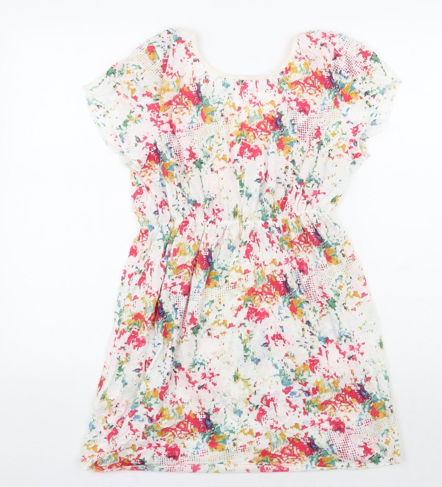 Per Una Womens Multicoloured Geometric Polyester Basic Blouse Size 12 Scoop Neck - Flower Detail