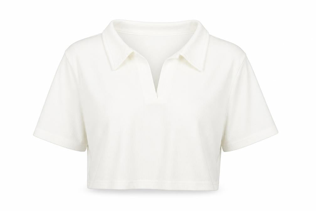 SheIn Womens White Cotton Cropped T-Shirt Size L Collared