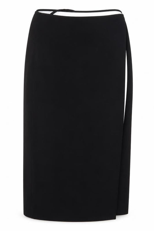 Mango Womens Black Polyester Straight & Pencil Skirt Size L Tie