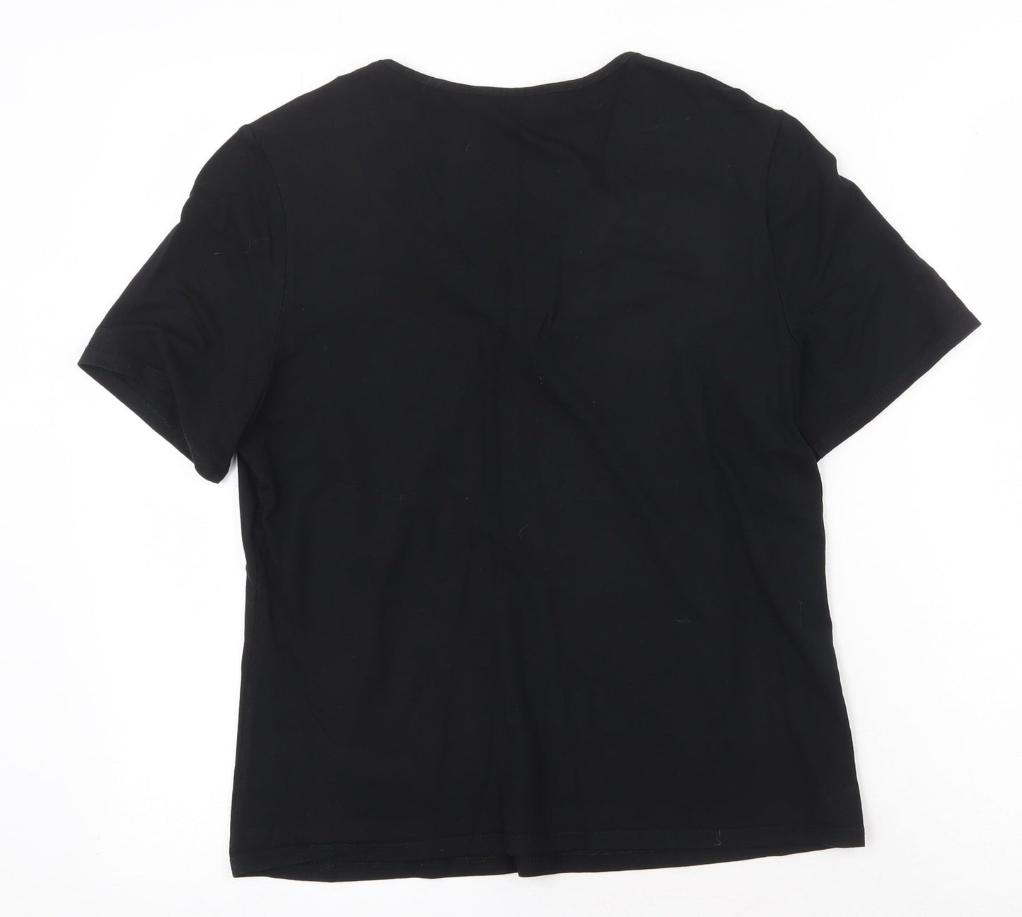 GG Womens Black Viscose Basic T-Shirt Size M V-Neck