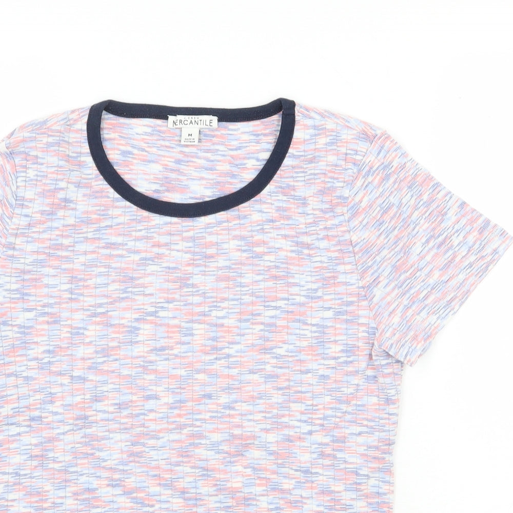 Mercantile Womens Multicoloured Cotton Basic T-Shirt Size M Scoop Neck