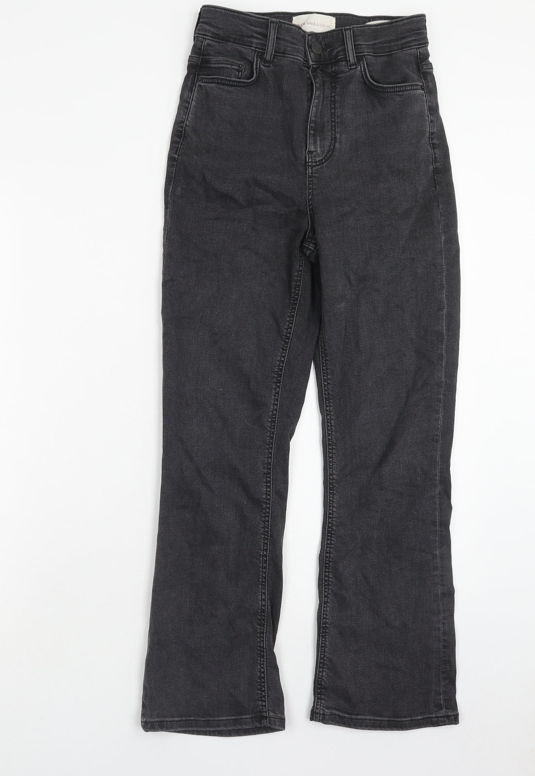 Marks and Spencer Womens Black Cotton Flared Jeans Size 6 Regular Zip - Cropped