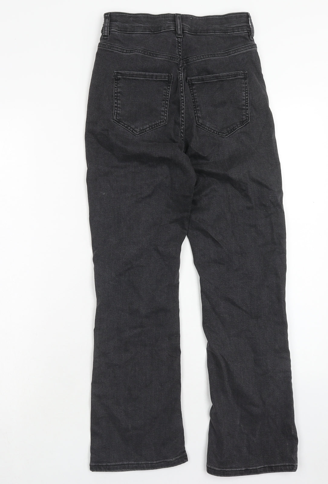 Marks and Spencer Womens Black Cotton Flared Jeans Size 6 Regular Zip - Cropped