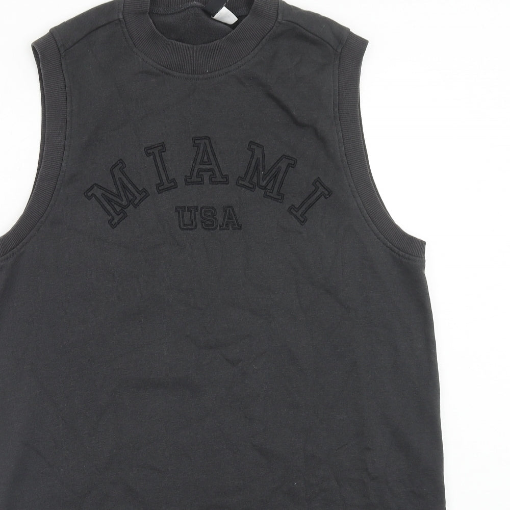 H&M Womens Grey Cotton Tank Dress Size S Crew Neck Pullover - Miami USA