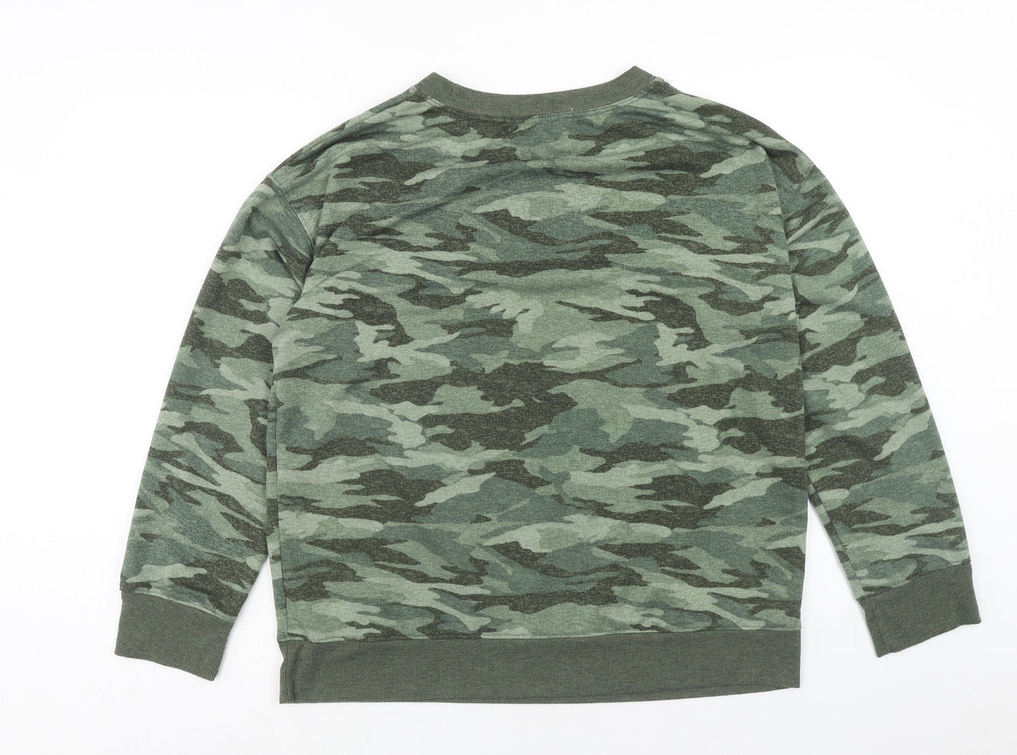 Karen Neuburger Womens Green Camouflage Polyester Pullover Sweatshirt Size L Pullover