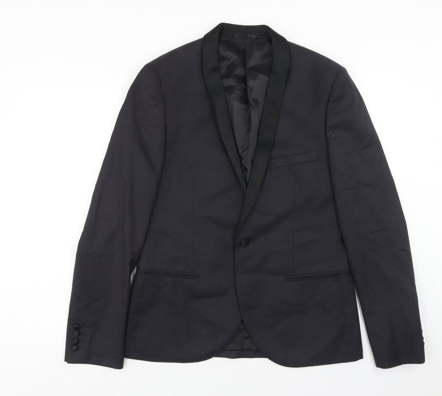 Topman Mens Blue Wool Jacket Blazer Size 40