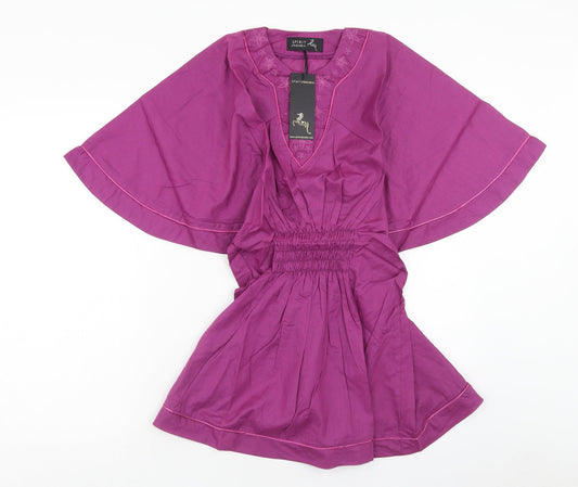 Spirit Of Arabia Womens Purple Cotton Mini Size L V-Neck Pullover