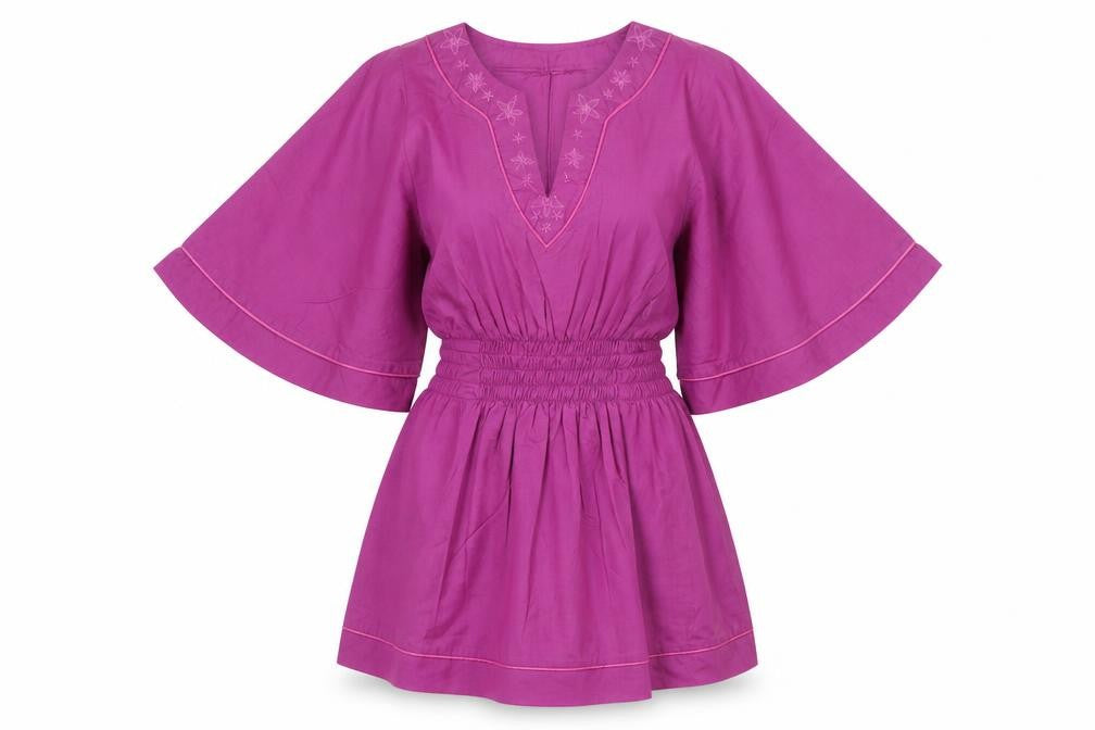 Spirit Of Arabia Womens Purple Cotton Mini Size L V-Neck Pullover