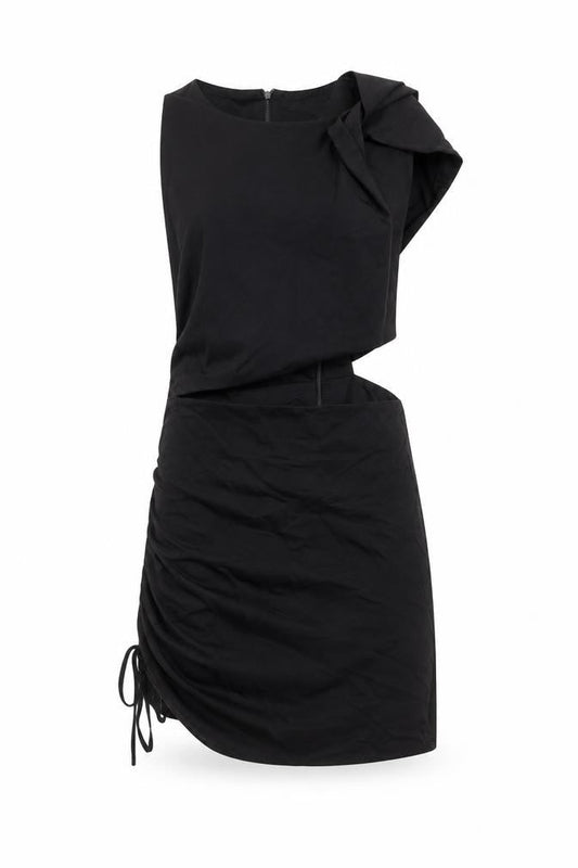 Zara Womens Black Cotton Mini Size XS Boat Neck Zip