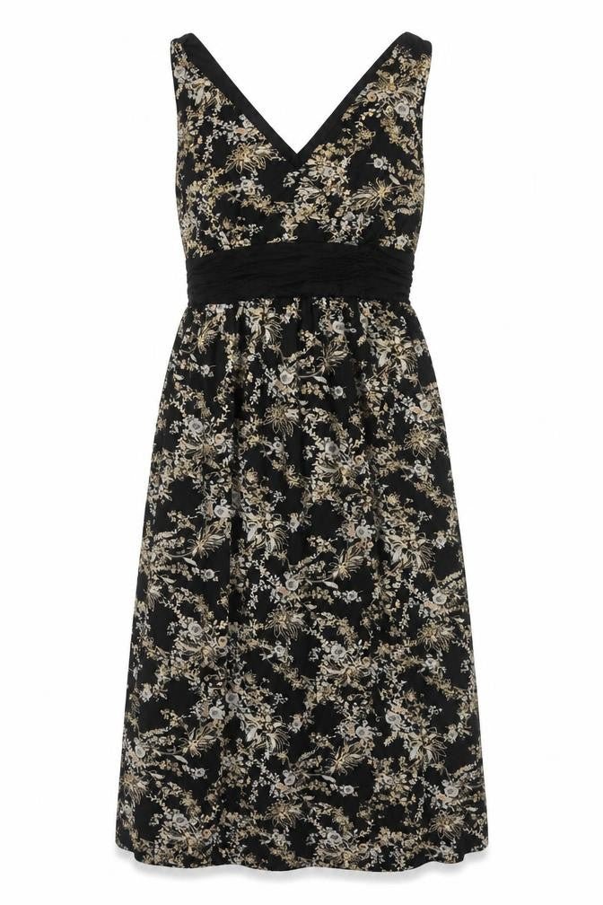 Body Heat Womens Black Floral Polyester A-Line Size 6 V-Neck Pullover