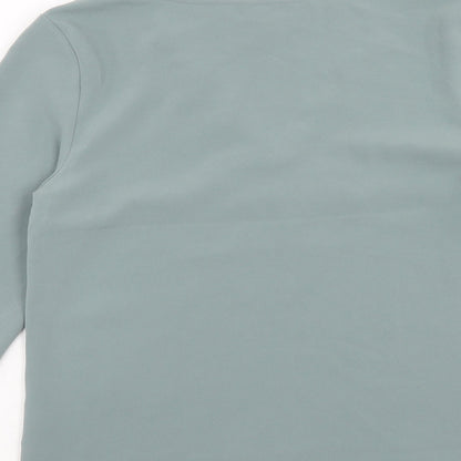 H&M Womens Blue Polyester Basic Blouse Size 8 V-Neck - Scallop Trim