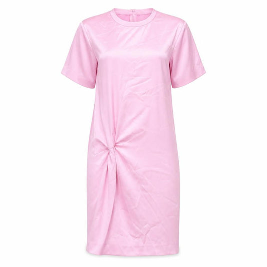 Zara Womens Pink Polyester Shirt Dress Size S Round Neck Zip