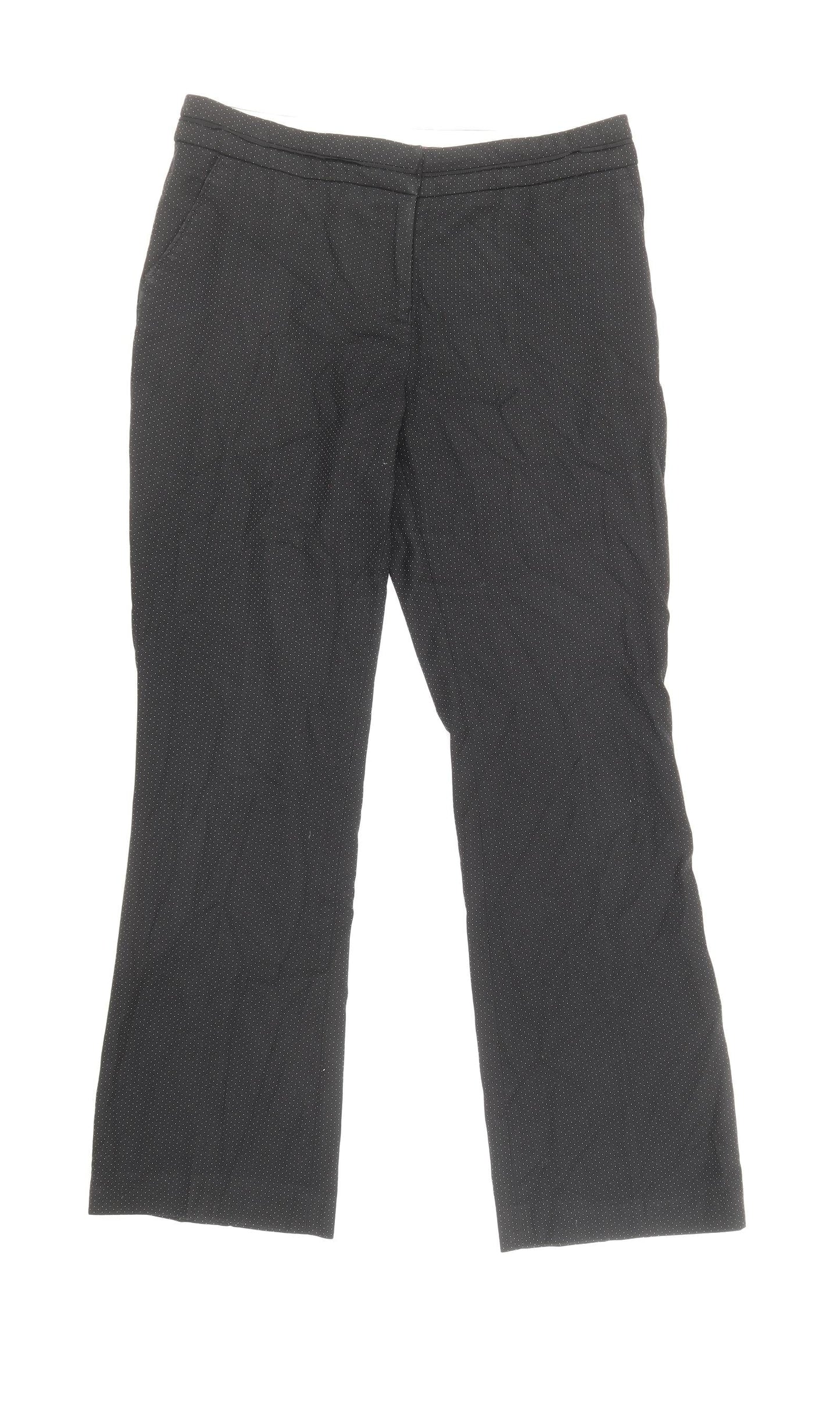 NEXT Womens Black Geometric Polyester Trousers Size 8 Regular Zip