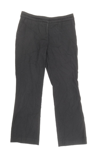 Next Womens Black Geometric Polyester Trousers Size 8 Regular Zip