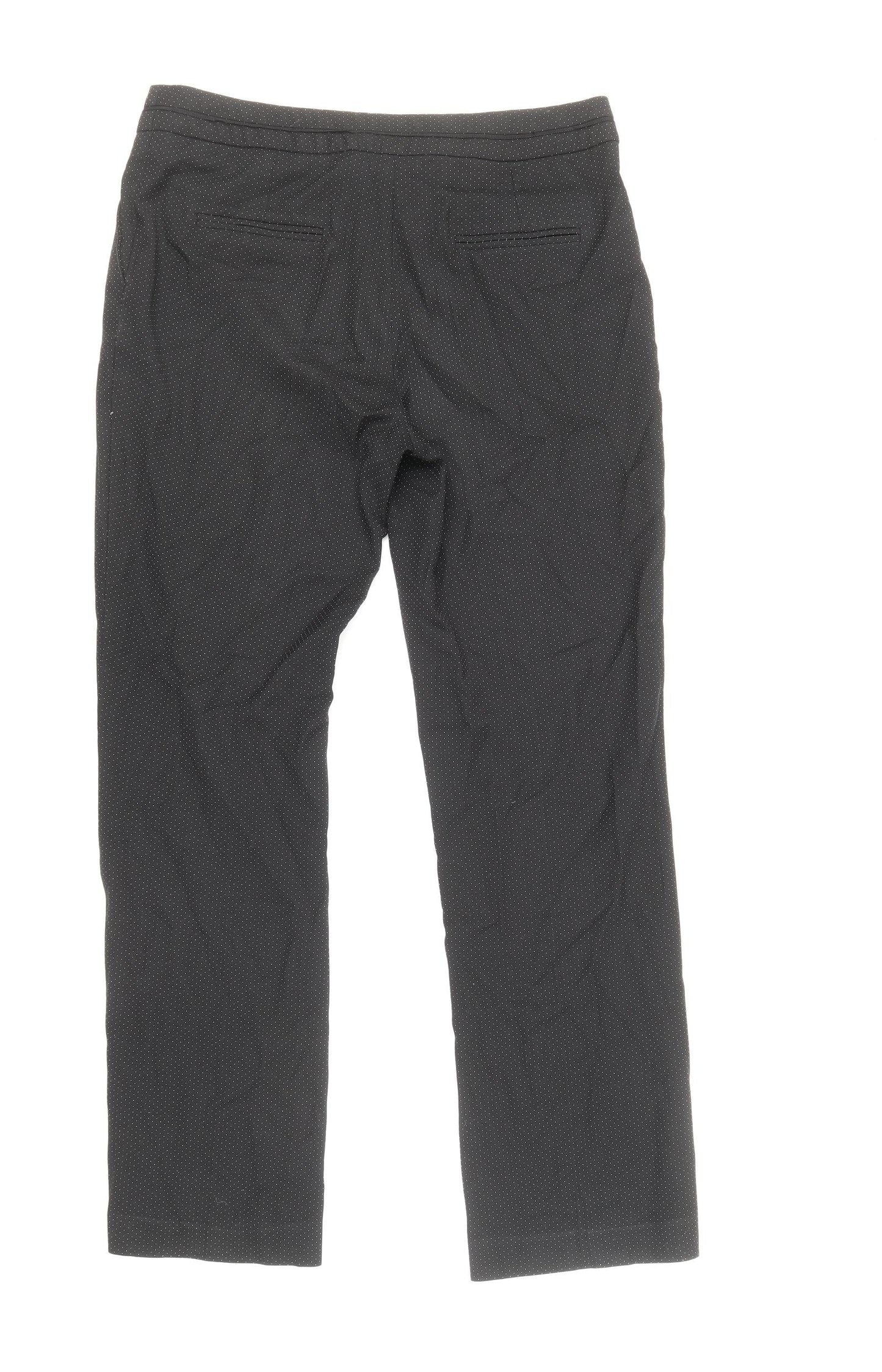 NEXT Womens Black Geometric Polyester Trousers Size 8 Regular Zip