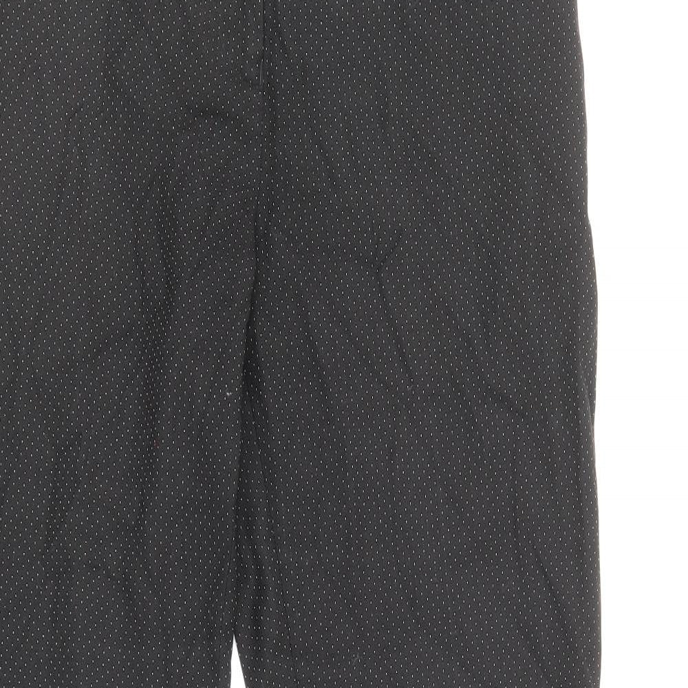 NEXT Womens Black Geometric Polyester Trousers Size 8 Regular Zip
