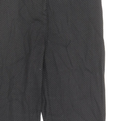 Next Womens Black Geometric Polyester Trousers Size 8 Regular Zip
