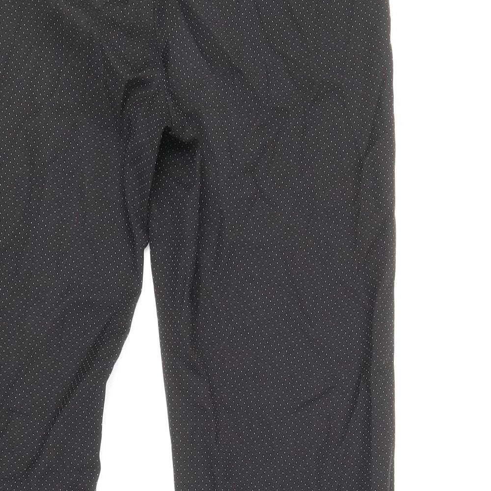 NEXT Womens Black Geometric Polyester Trousers Size 8 Regular Zip
