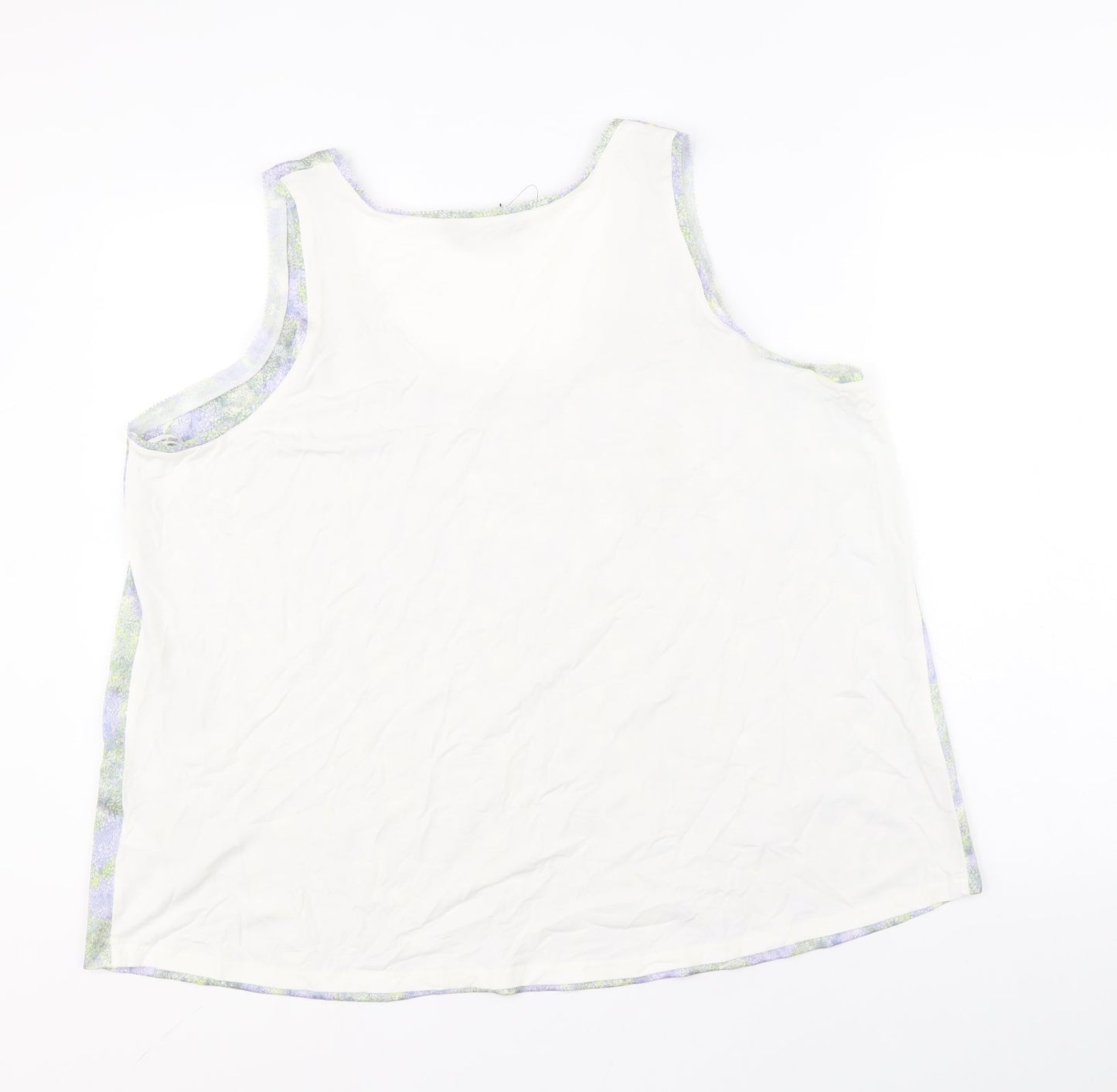 Marks and Spencer Womens White Geometric Polyester Basic Tank Size 16 Scoop Neck