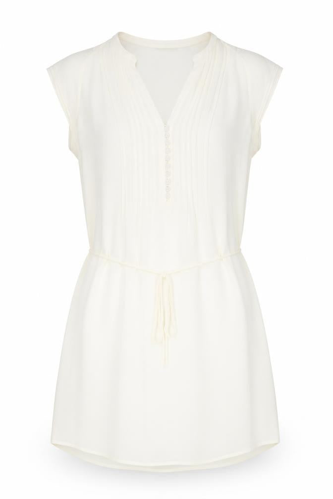 H&M Womens Ivory Polyester Shift Size 12 V-Neck Button