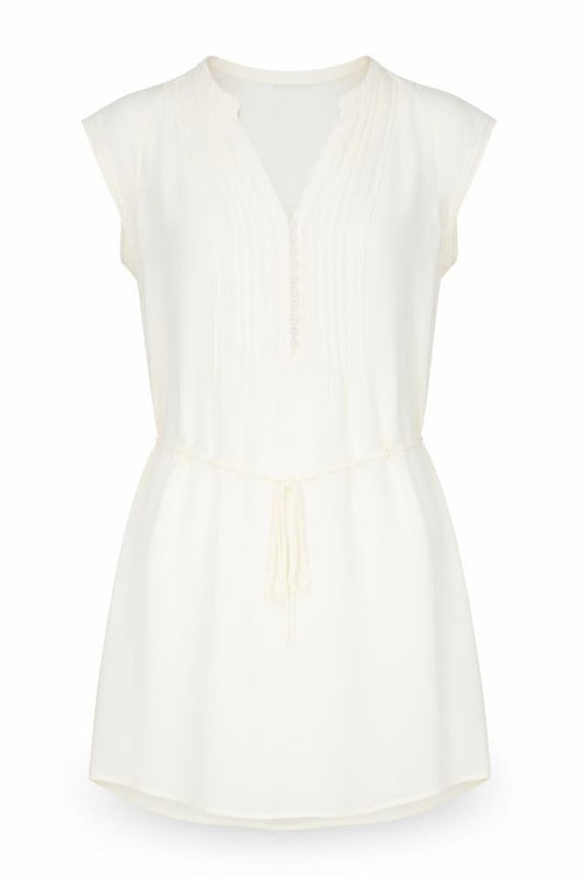 H&M Womens Ivory Polyester Shift Size 12 V-Neck Button
