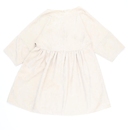Missguided Womens Beige Polyester A-Line Size 4 Boat Neck Zip