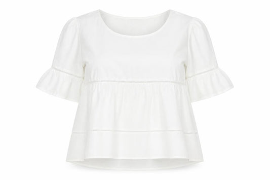 Droimp Womens White Polyester Basic T-Shirt Size M Round Neck