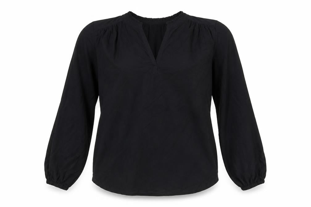 Marks & Spencer Womens Black Viscose Basic Blouse Size 8 V-Neck