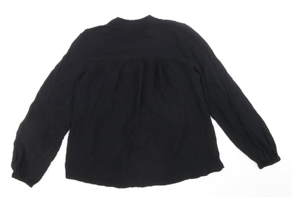 Marks & Spencer Womens Black Viscose Basic Blouse Size 8 V-Neck